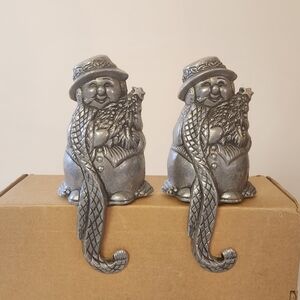 Carson Pewter Snowman Christmas Stocking Hanger Silver Tone Vintage Decor Frosty